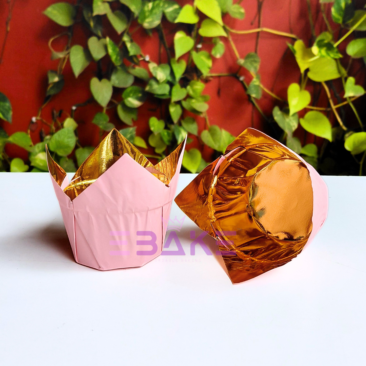 Pink Tulip Cupcake Liner Paper Baking Cups (Set of 50)