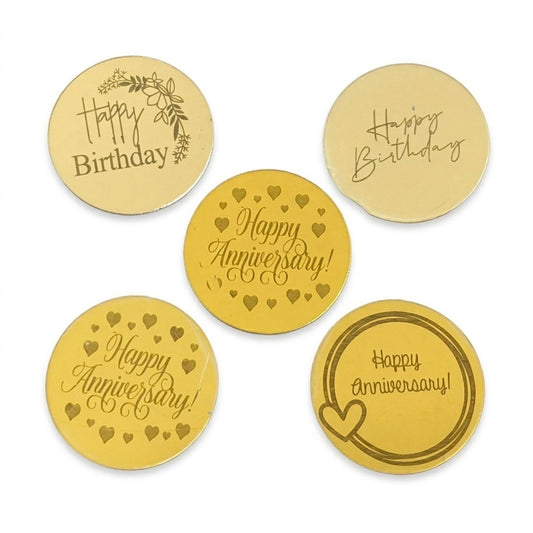 Assorted Coin Toppers Anniversary+ Birthday 2" (Set of 5)