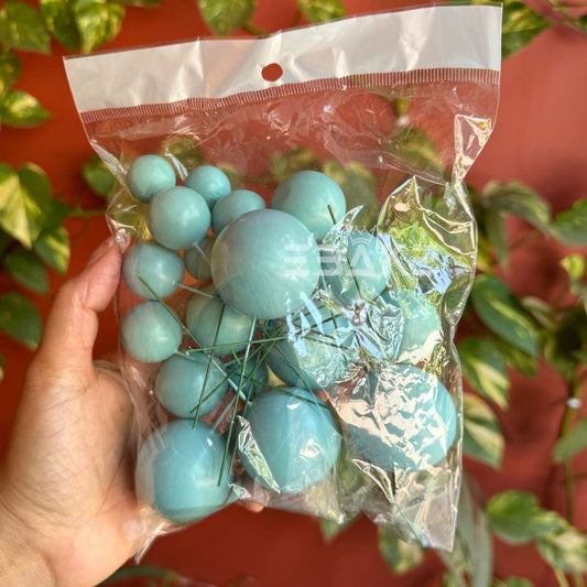 Teal Blue Faux Balls - Set Of 20 Pieces