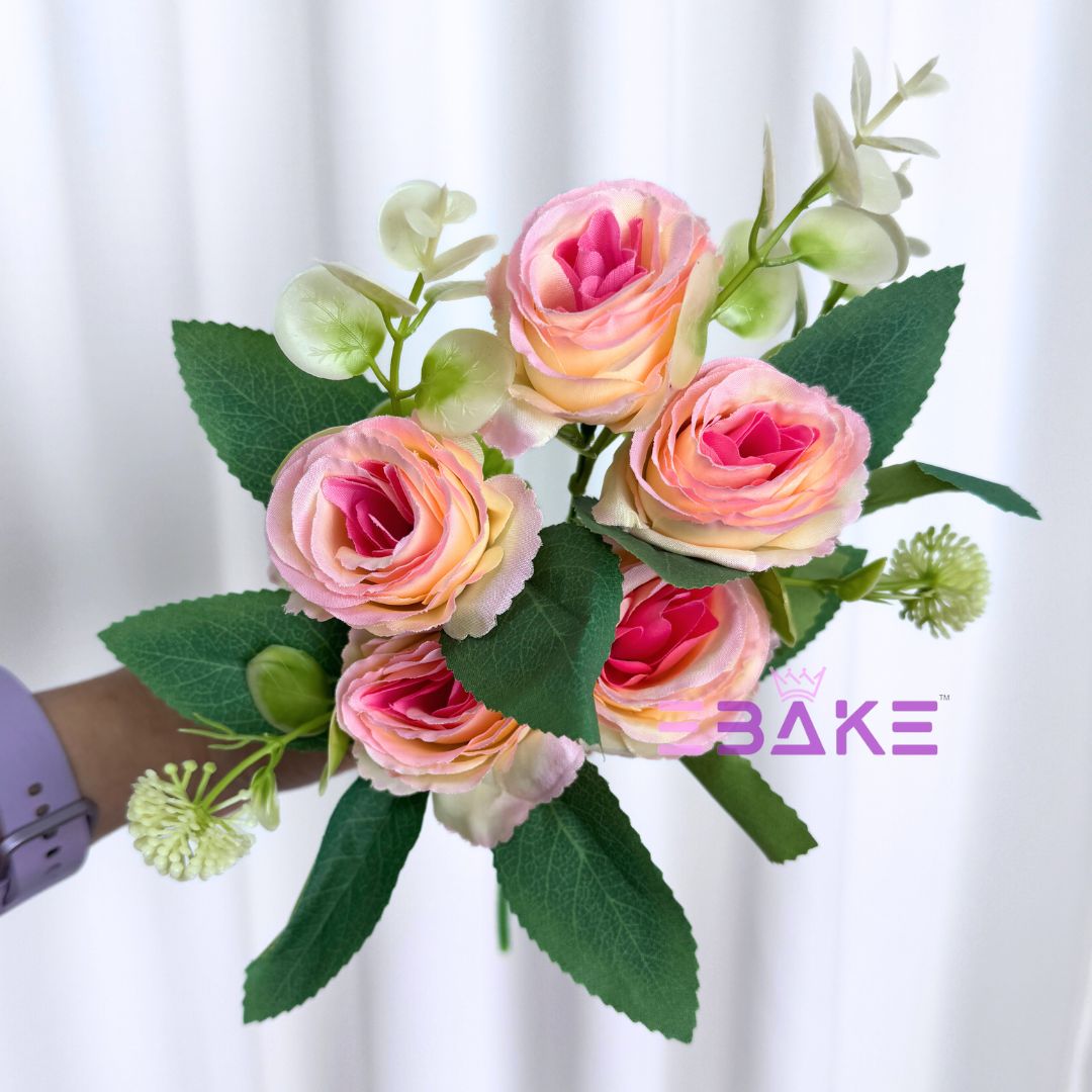 A1246 Yellow & Pink Rose Bunch (5 Roses With Fillers)