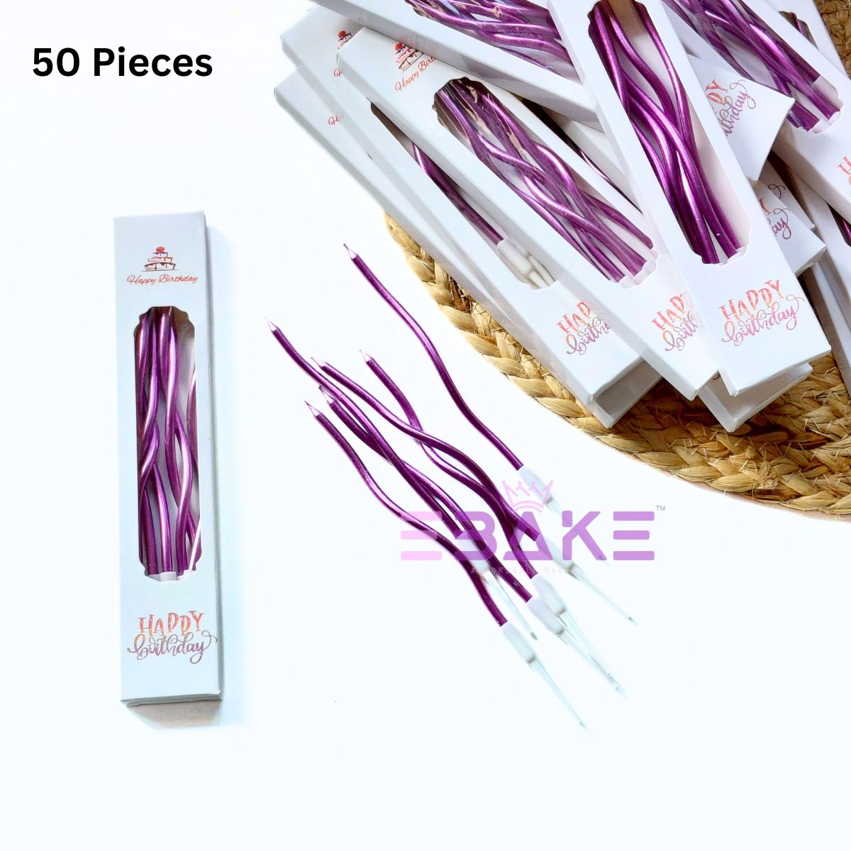 Pink Metallic Swirl Candle (Full Box) 50 Pieces