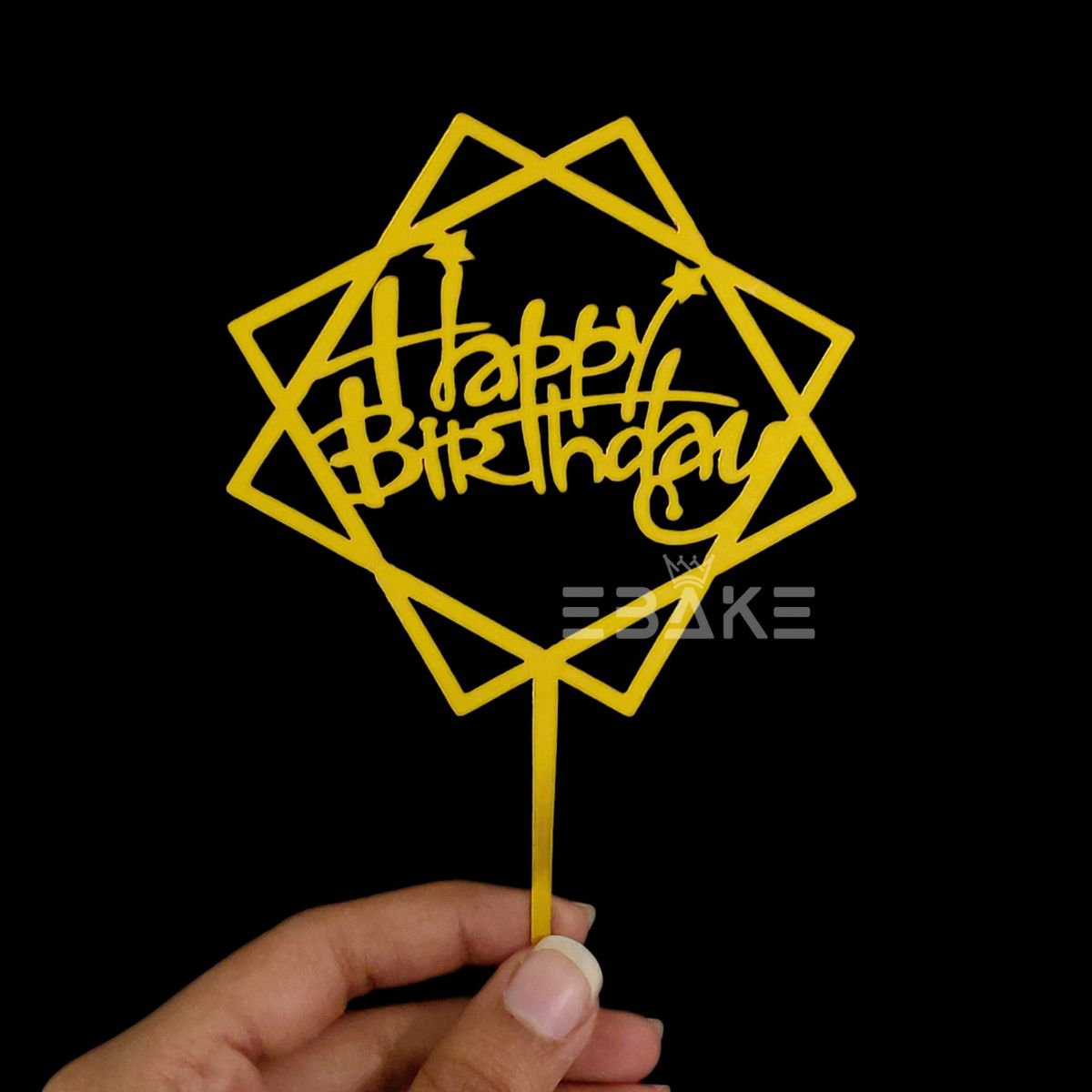 Happy Birthday Cake Topper Golden