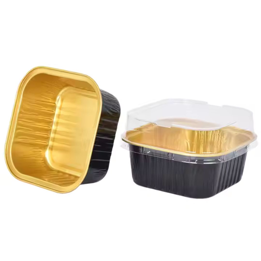 Aluminium  Foil Square Baking Cup With Lid