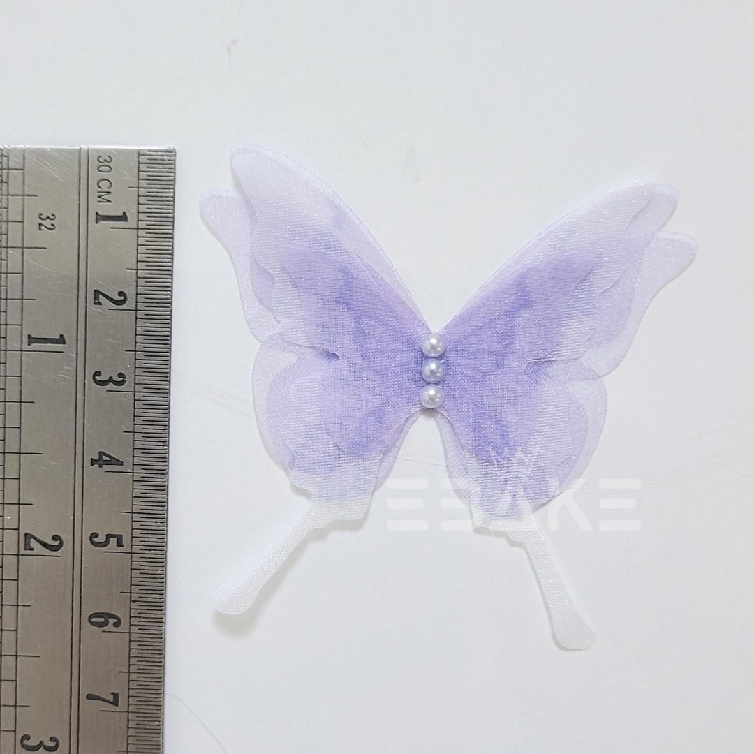 Four Layer Fabric Butterflies - Lavender (Set of 5 Pieces)