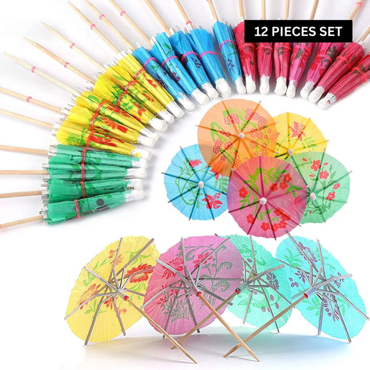 Mini Paper Umbrella Cocktail Umbrellas (Set of 12 Pieces)