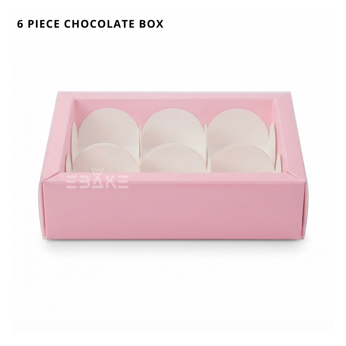 6 Cavity Chocolate Box With Transparent Lid (Pink)