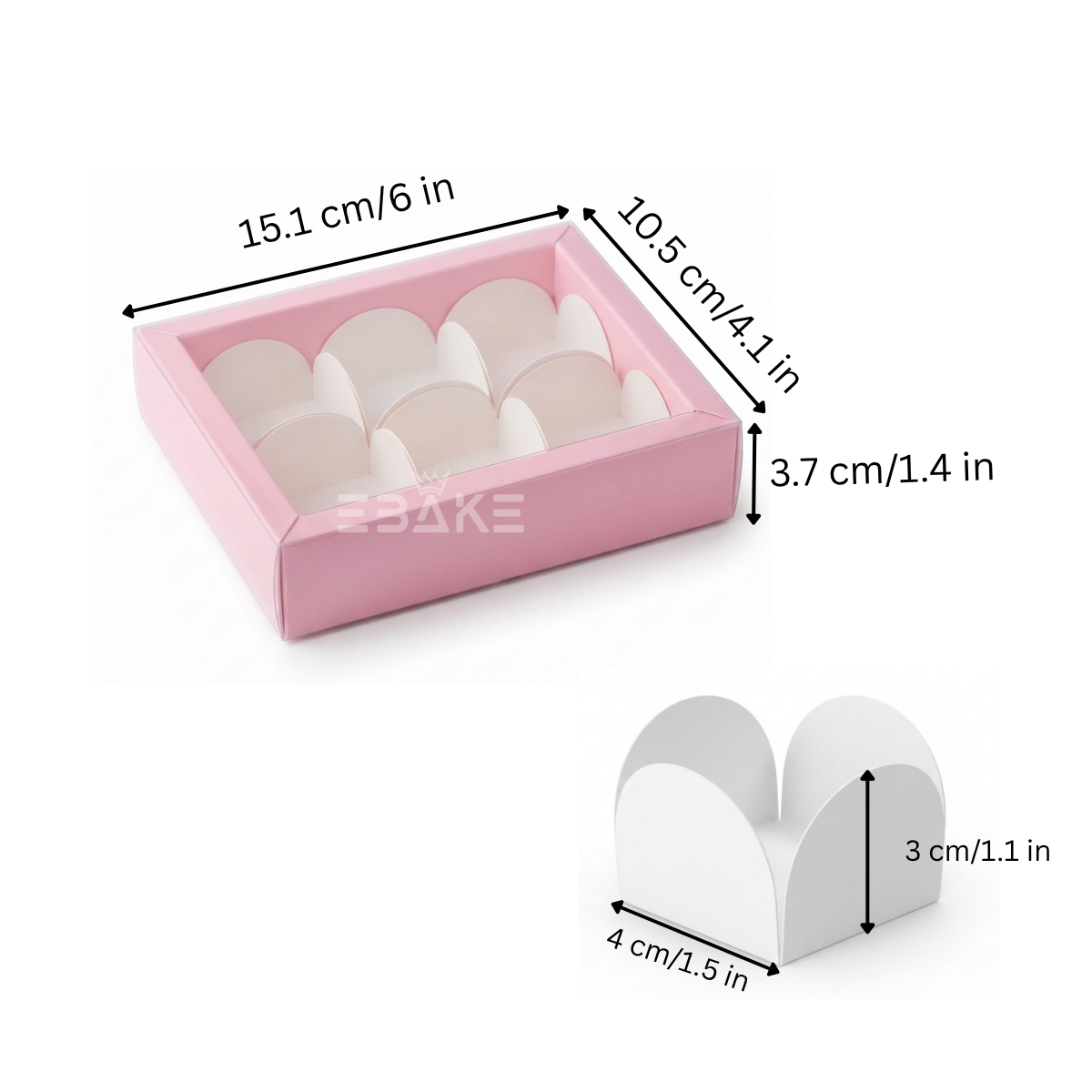 6 Cavity Chocolate Box With Transparent Lid (Pink)