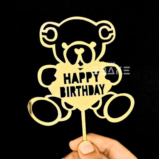 Happy Birthday Cake Topper Golden