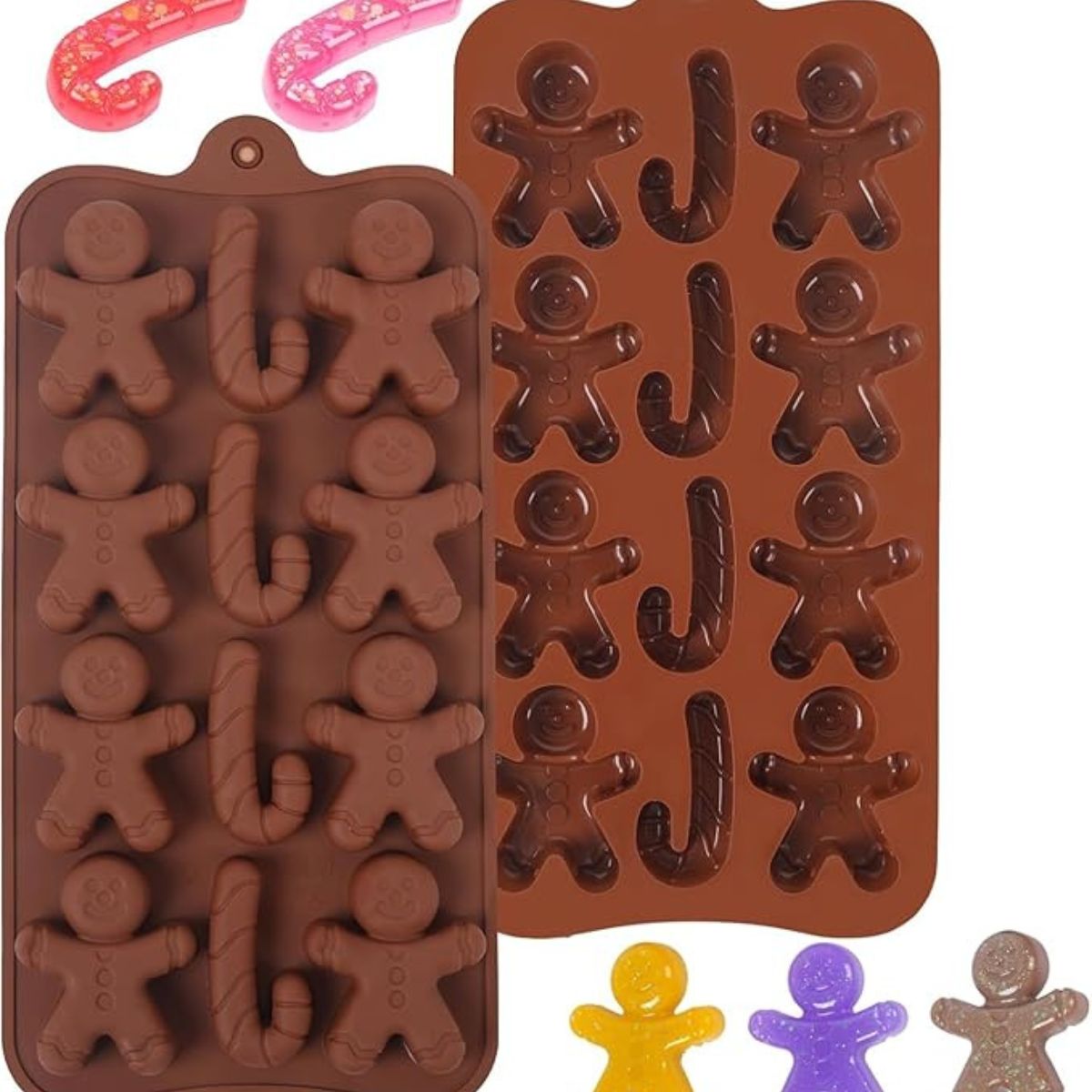 12 Cavity Ginger Breadman & Candy cane Chocolate Silicone Mould