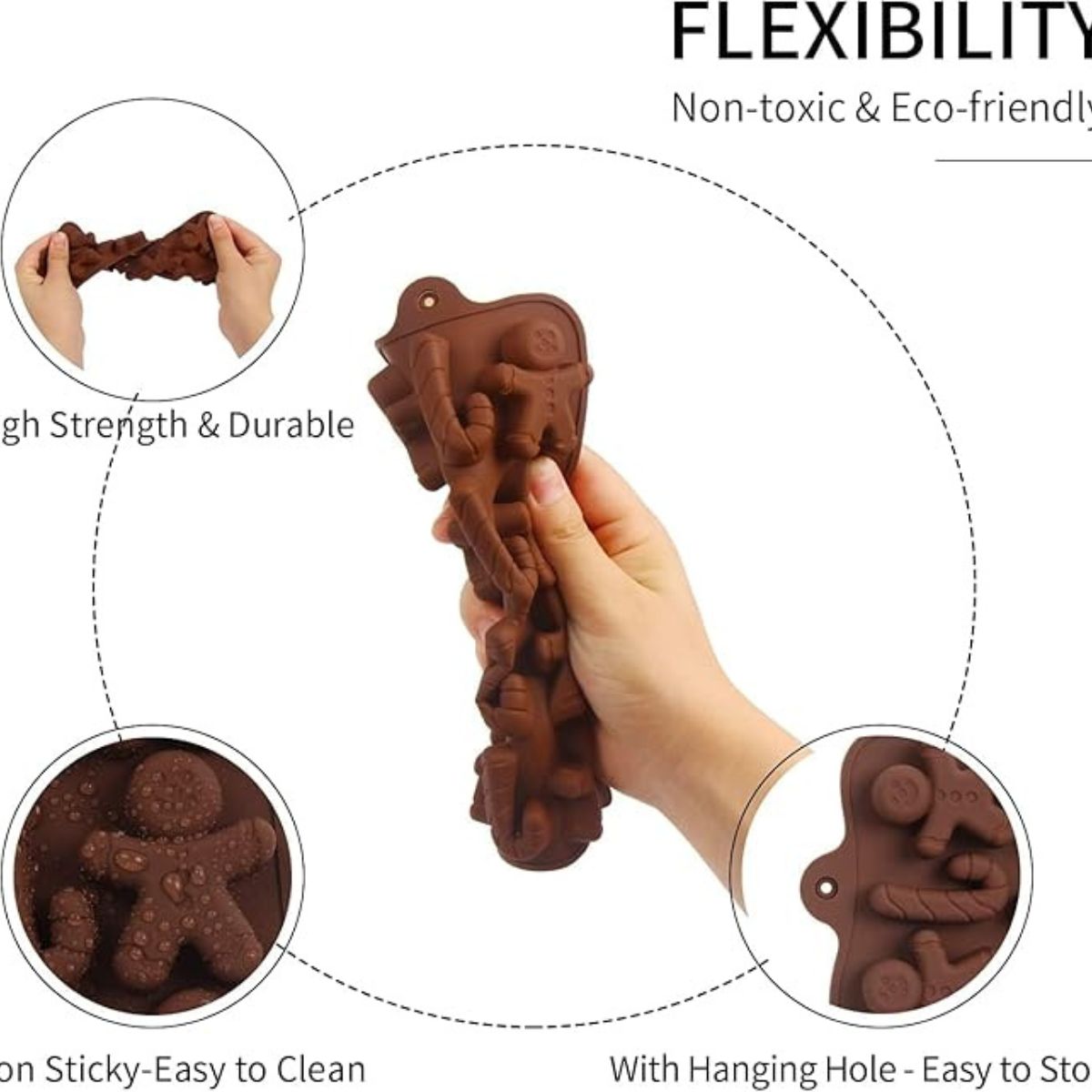 12 Cavity Ginger Breadman & Candy cane Chocolate Silicone Mould