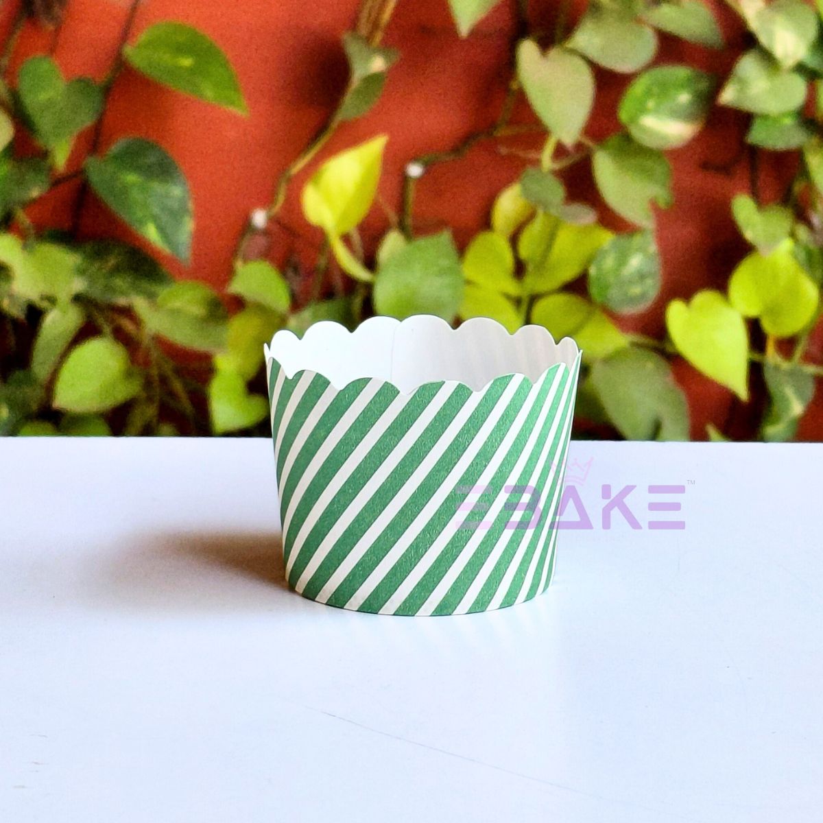 Printed Paper Muffin Cup - Set Of 50 Pieces (Green Stripes)