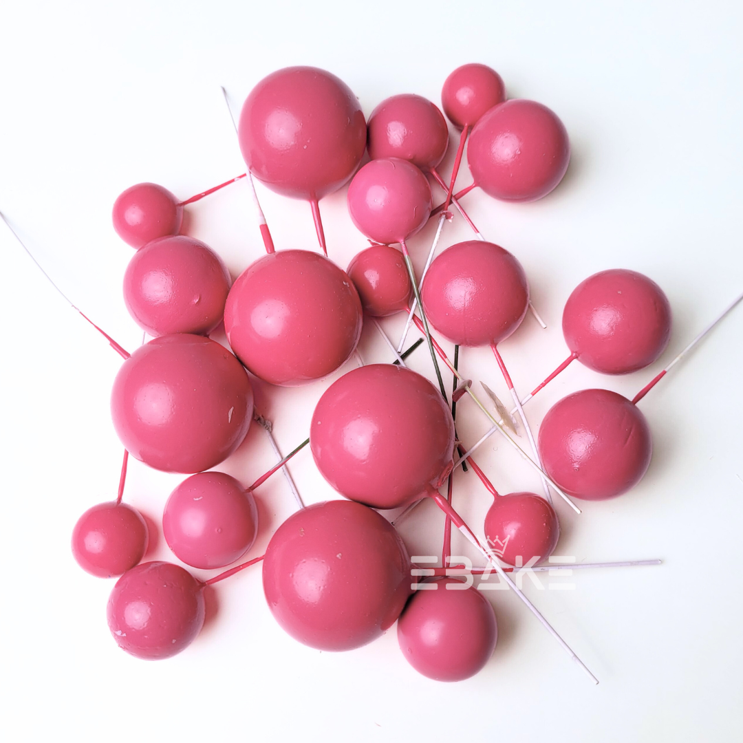 Dark Pink Faux Balls - Set Of 20 Pieces
