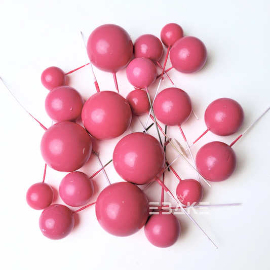 Dark Pink Faux Balls - Set Of 20 Pieces