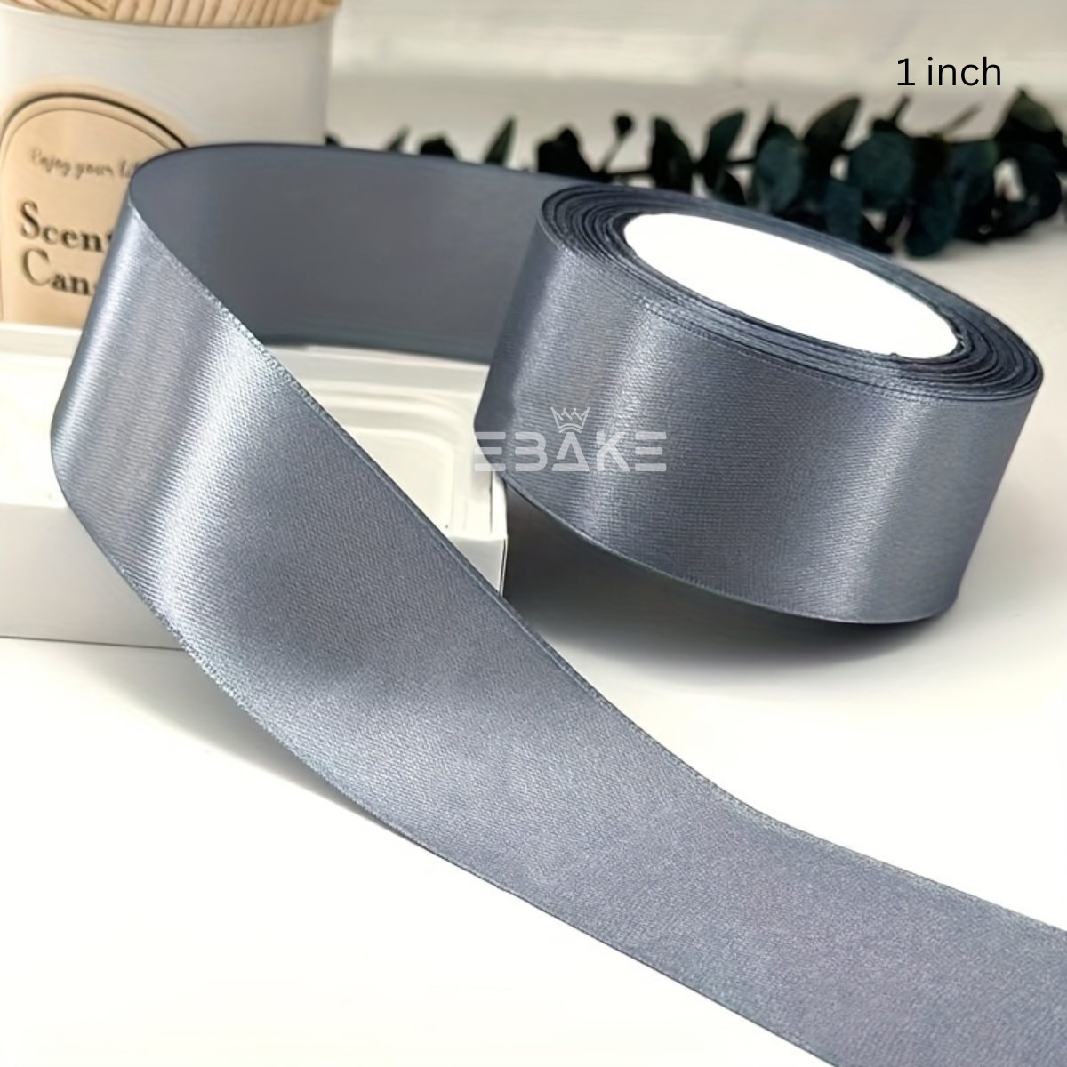 Grey Satin Ribbon 1 Inch (Single Piece)