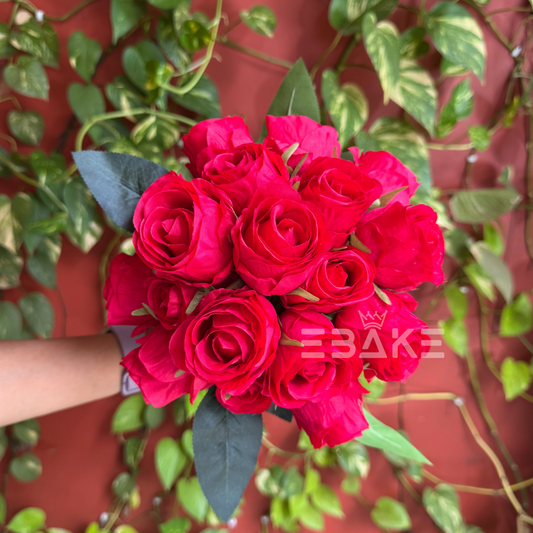 A1524 Artificial Rose Bouquet/Rose Bunch Bridal Bouquet (Red) 18 Roses