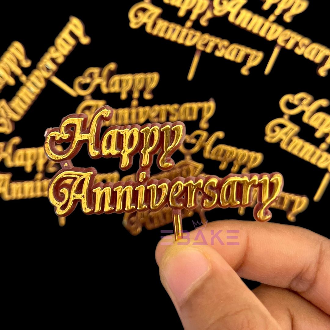 Happy Anniversary Mini Topper Plastic (Set of 10 pieces)