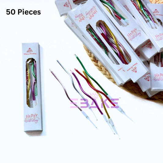 Muti Color Metallic Swirl Candle (Full Box) 50 Pieces