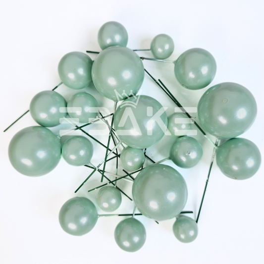 Pearl Finish Pastel Green Faux Balls - Set Of 20 Pieces