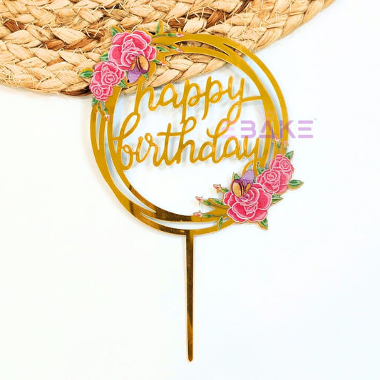 Happy Birthday Graphic Acrylic Cake Topper