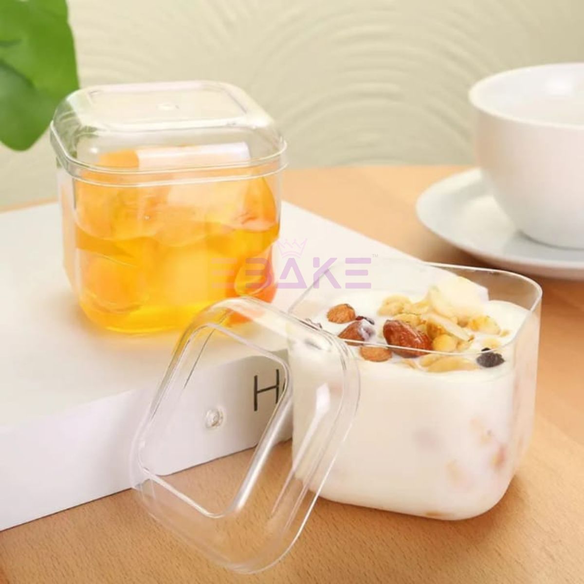 300ml Vertical Square Acrylic Dessert Box / Cake Tub (With Lid)