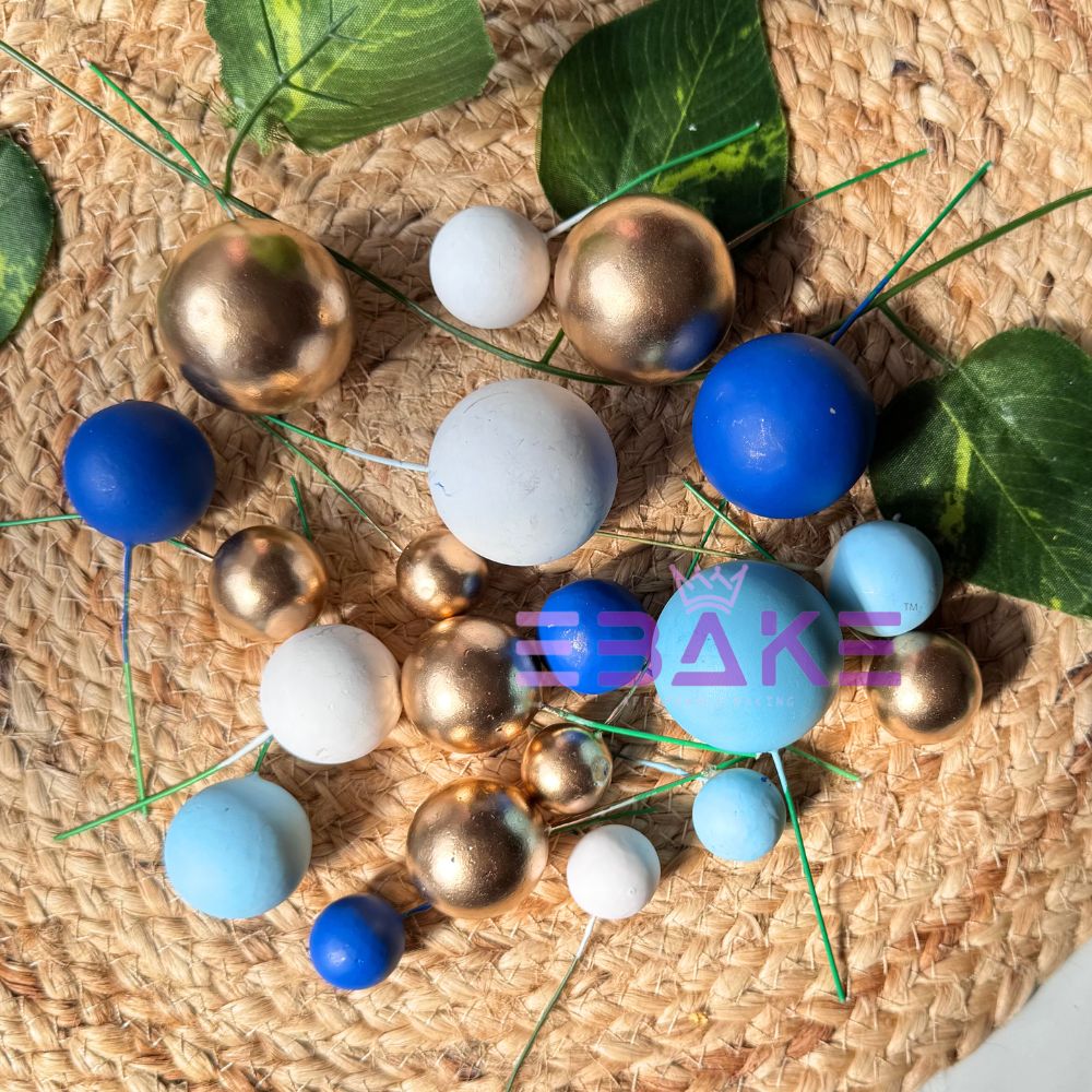 Blue Mix Faux Balls- Set Of 20 Pieces