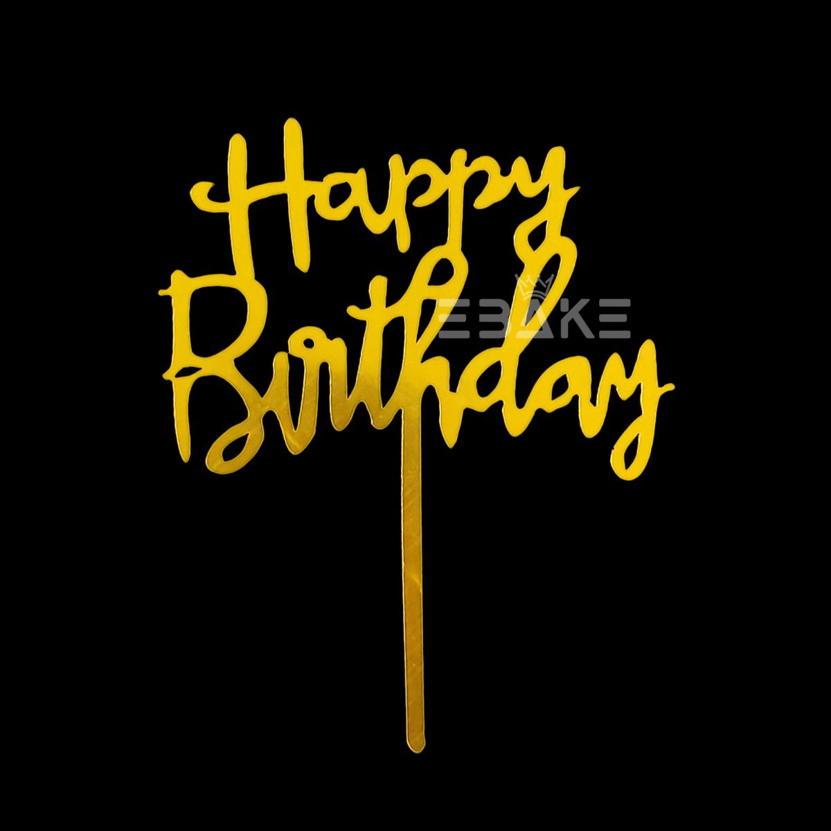 Happy Birthday Cake Topper Golden