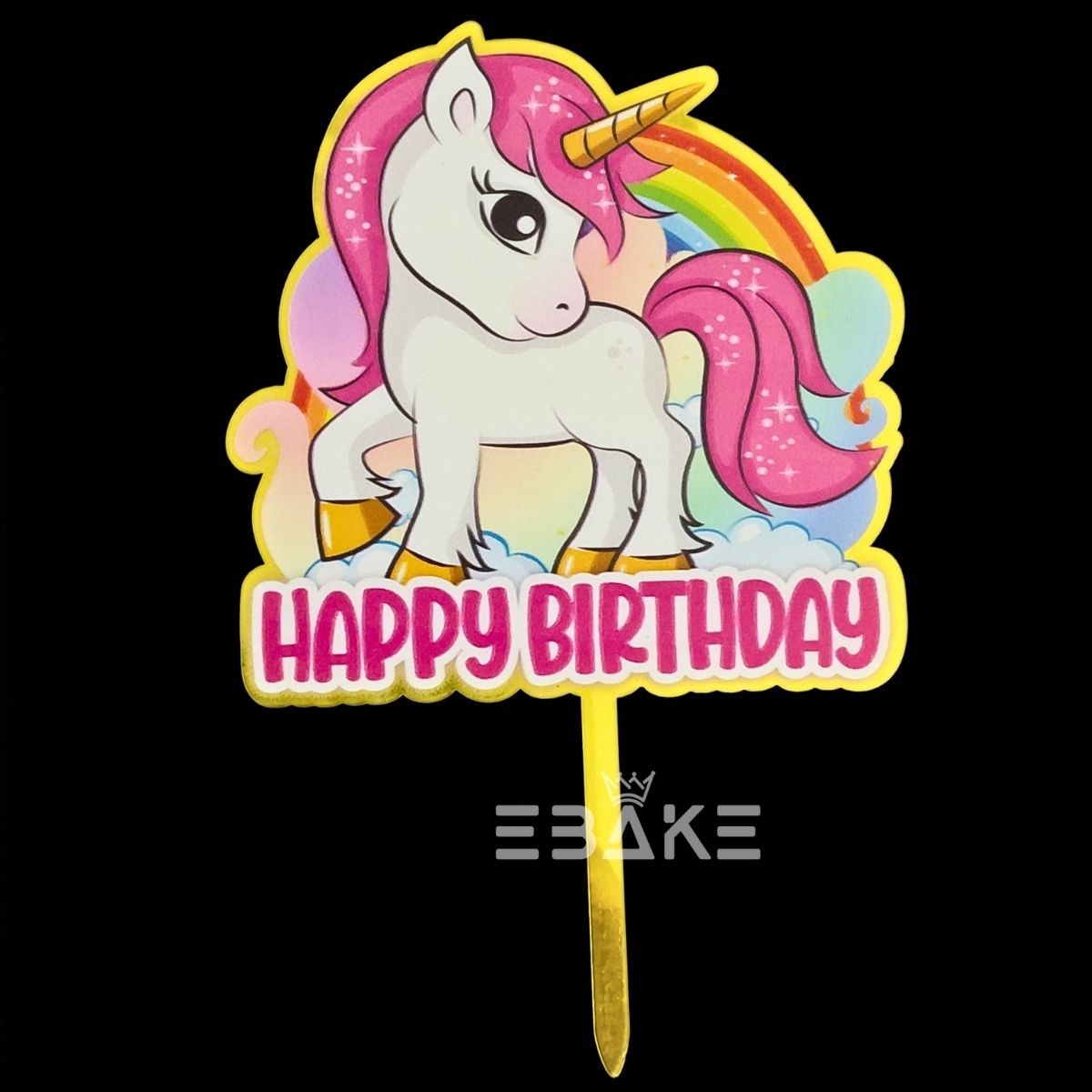 Unicorn Printed Acrylic Cake Topper