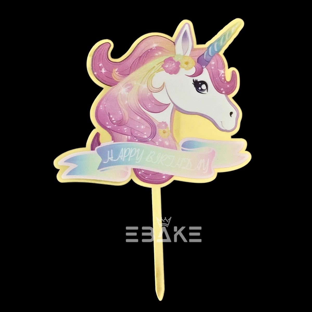 Unicorn Printed Acrylic Cake Topper