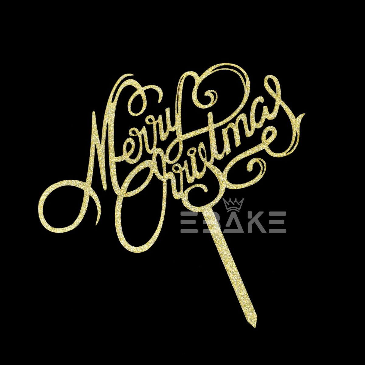 Merry Christmas Cake Topper Gold MDF