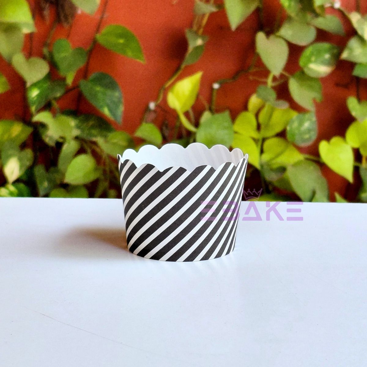 Printed Paper Muffin Cup - Set Of 50 Pieces (Black Stripes)