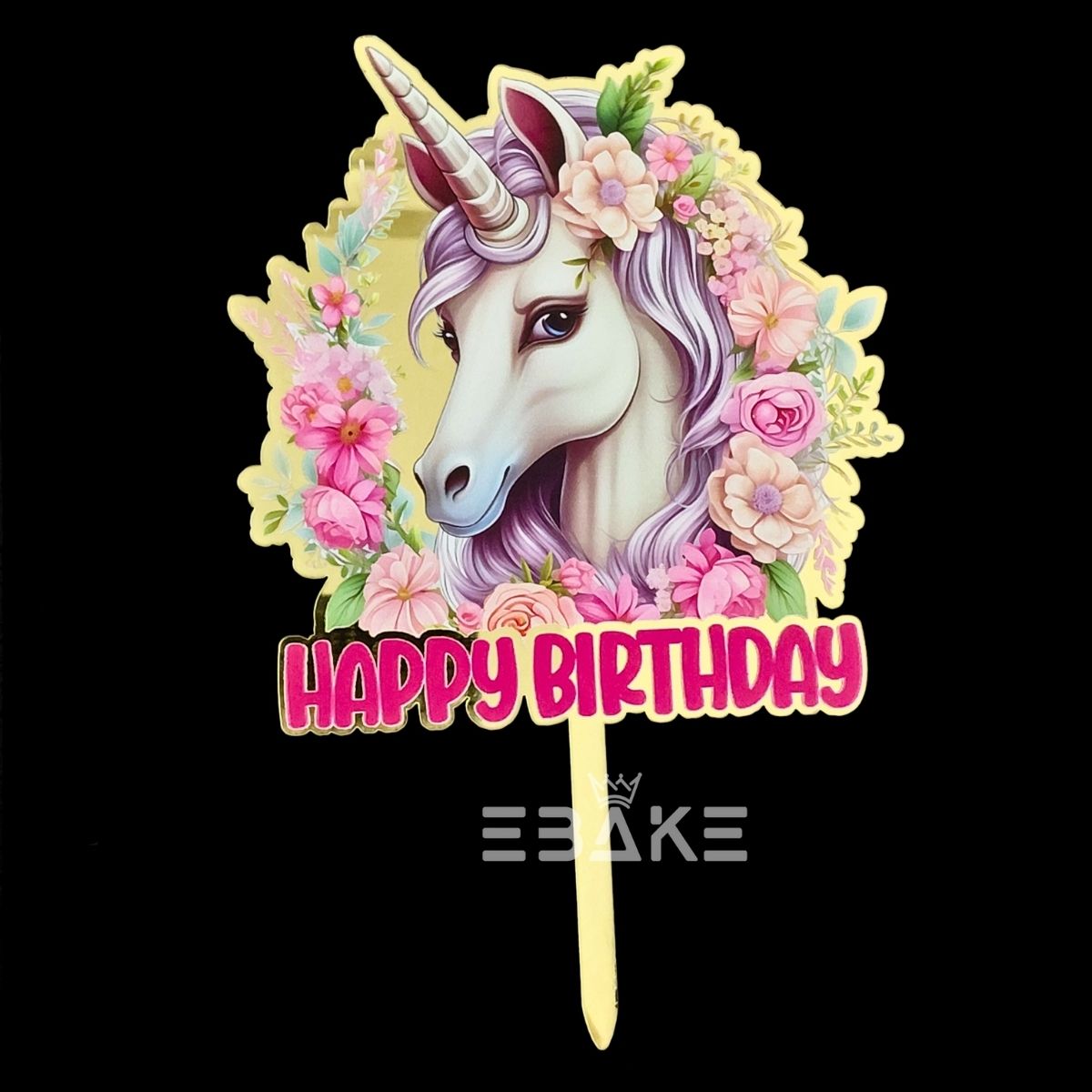 Unicorn Printed Acrylic Cake Topper