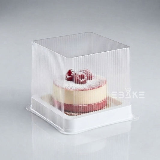 Clear Fluted Pastry Box with White Base | Pastry box with transparent lid