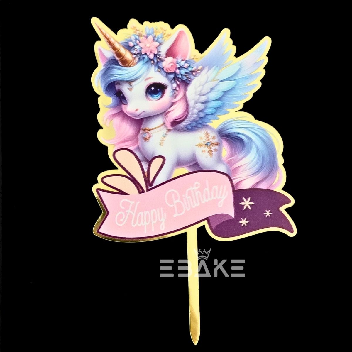 Unicorn Printed Acrylic Cake Topper