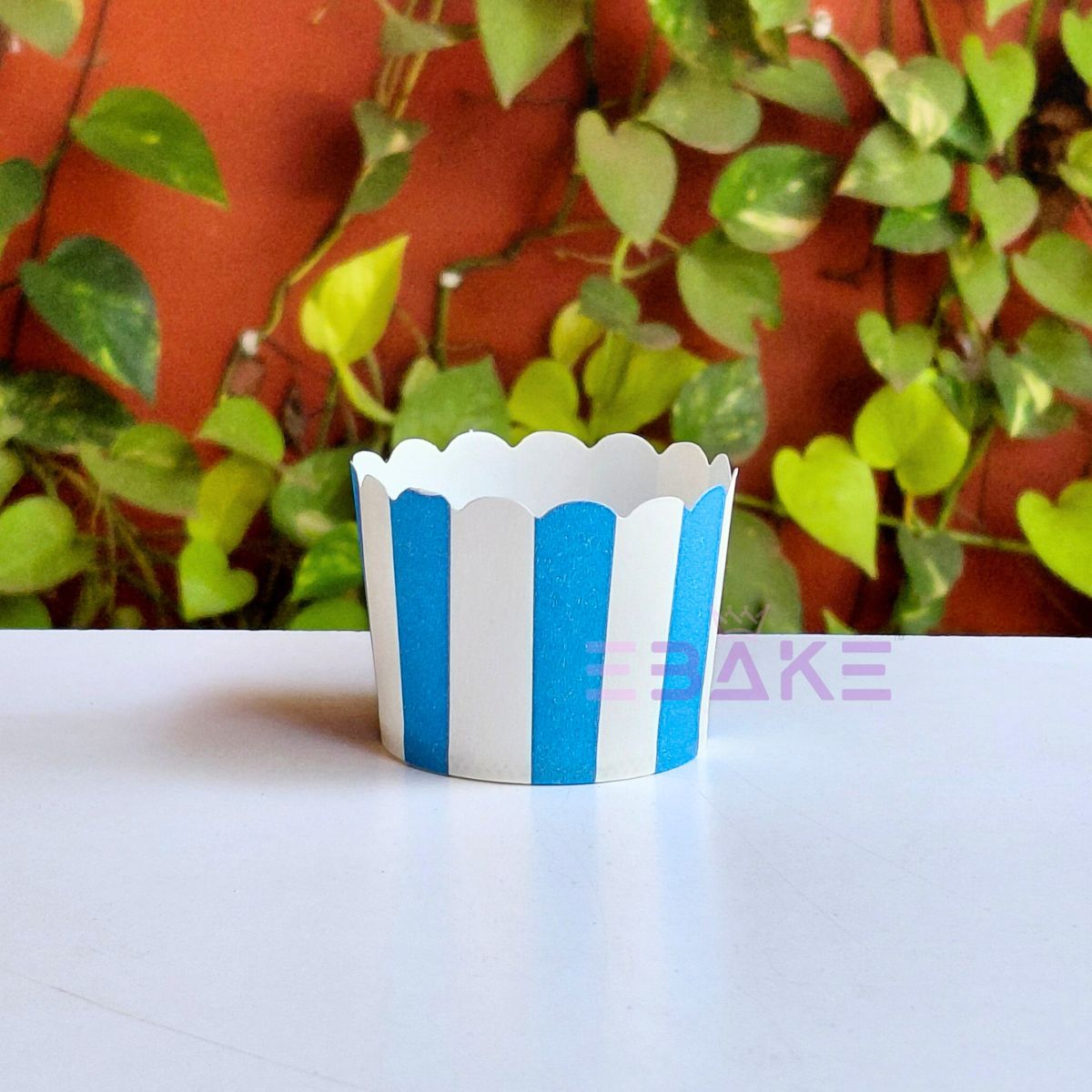 Printed Paper Muffin Cup - Set Of 50 Pieces (Blue Stripes)