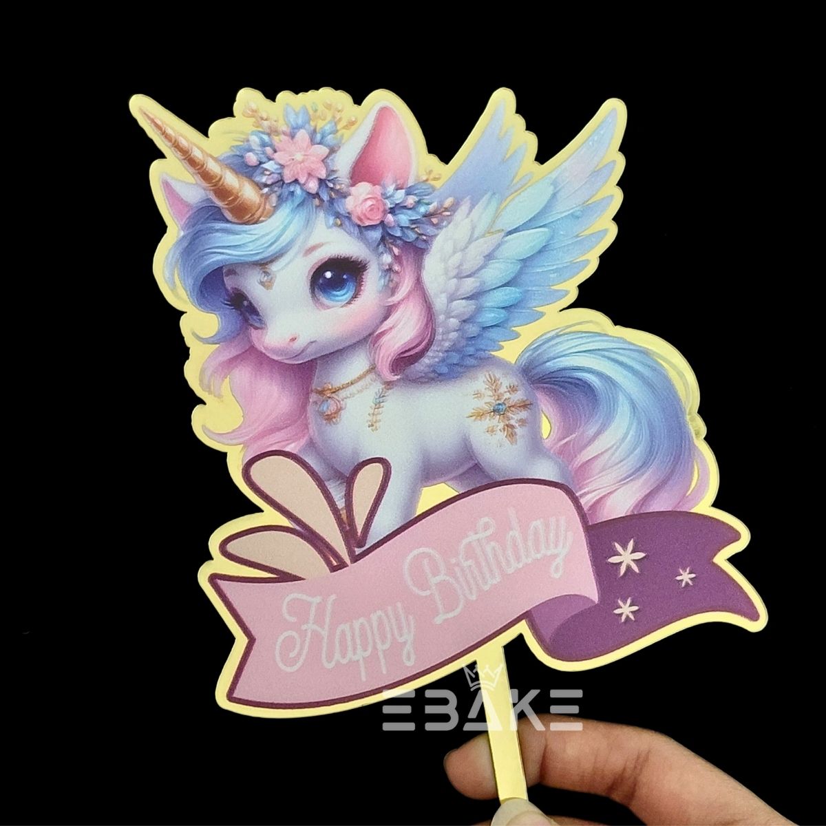 Unicorn Printed Acrylic Cake Topper