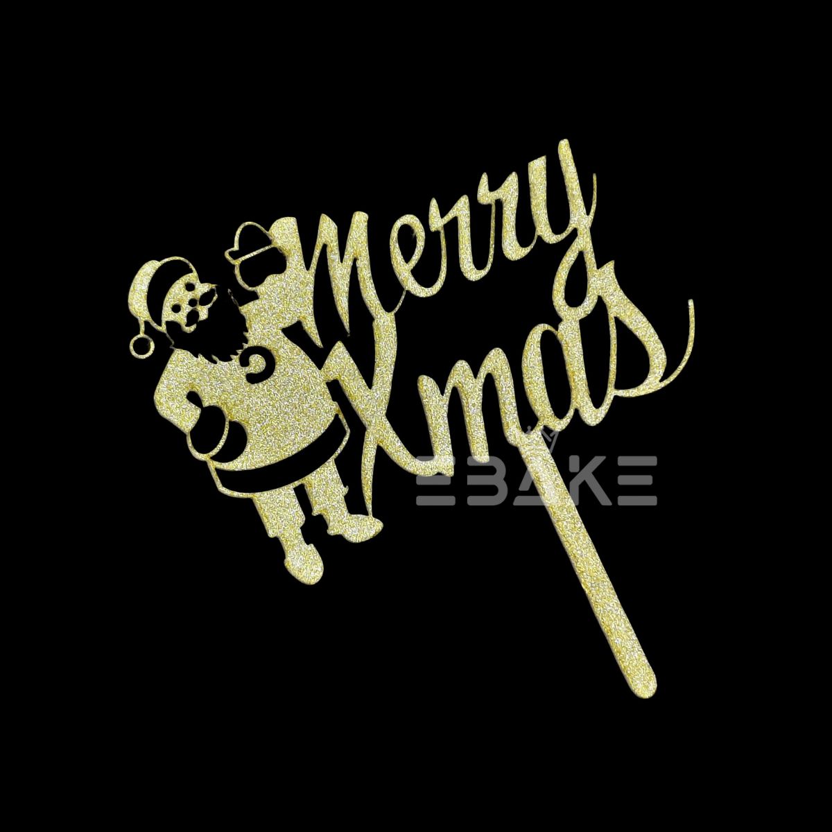 Merry Christmas Cake Topper Gold MDF