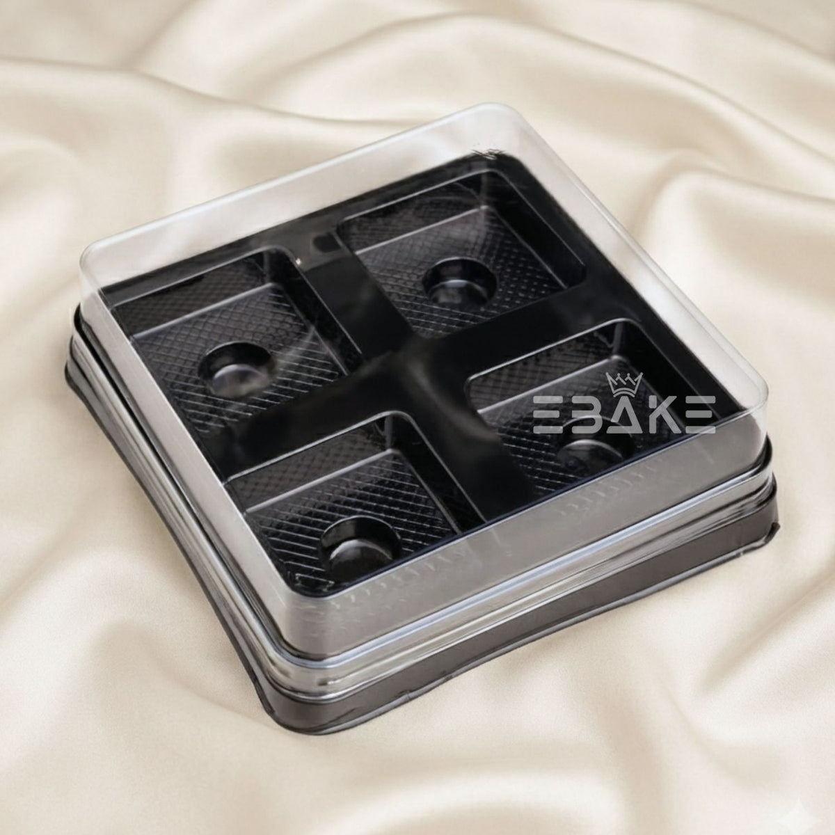 Premium 4 Cavity Brownie & Dessert Box with Clear Lid