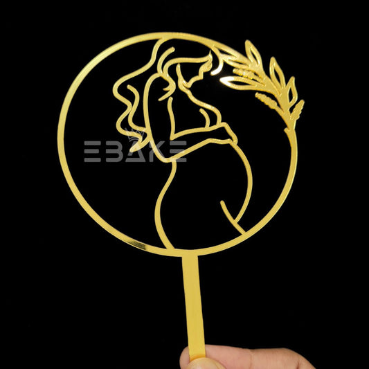 Baby Shower Cake Topper Line Art Pregnant Lady