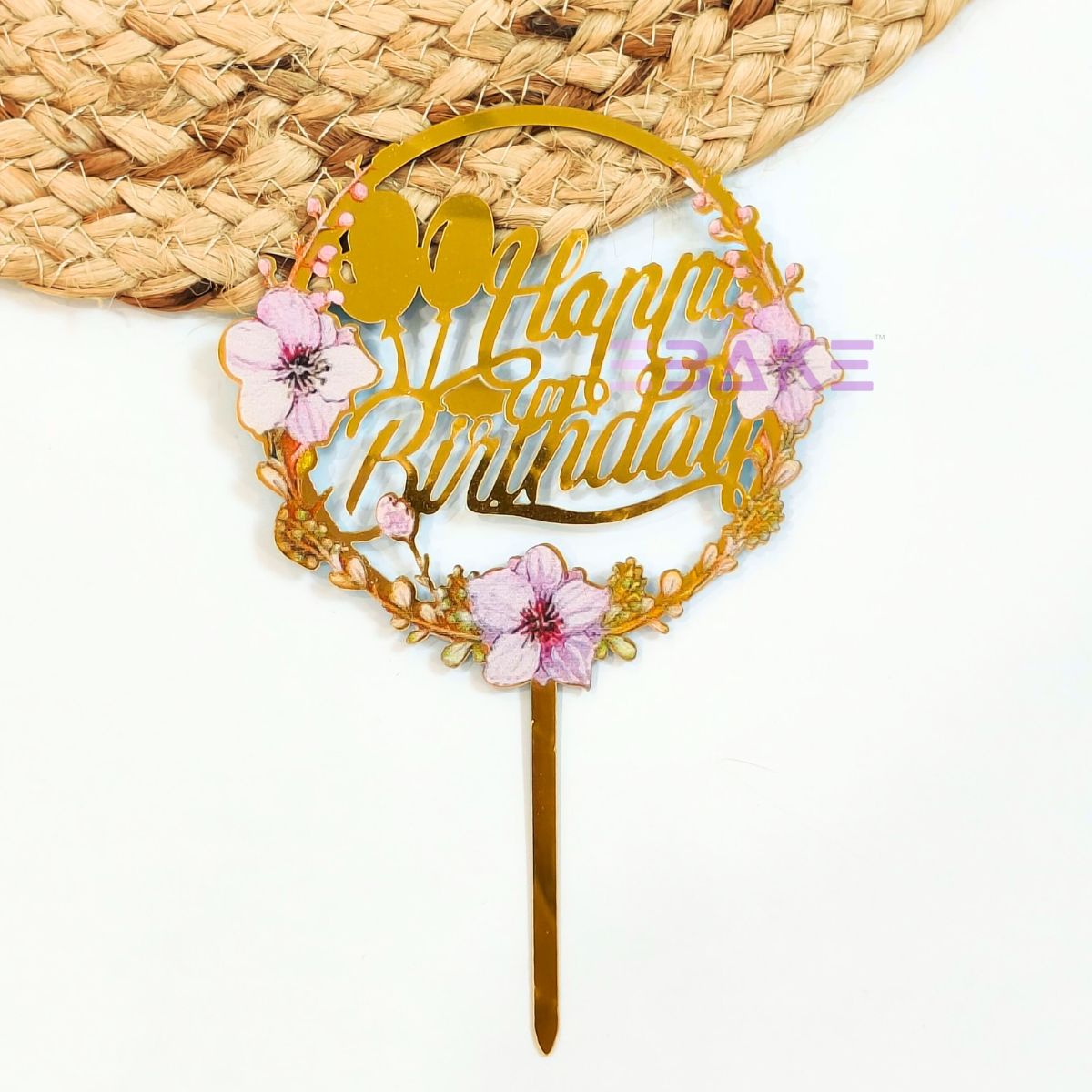Happy Birthday Graphic Acrylic Cake Topper