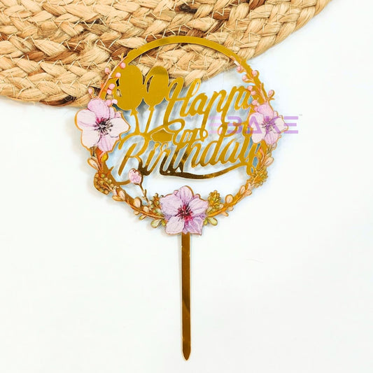Happy Birthday Graphic Acrylic Cake Topper