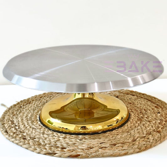 Stainless Steel 360° Rotating Cake Turntable Golden 12 Inches Large