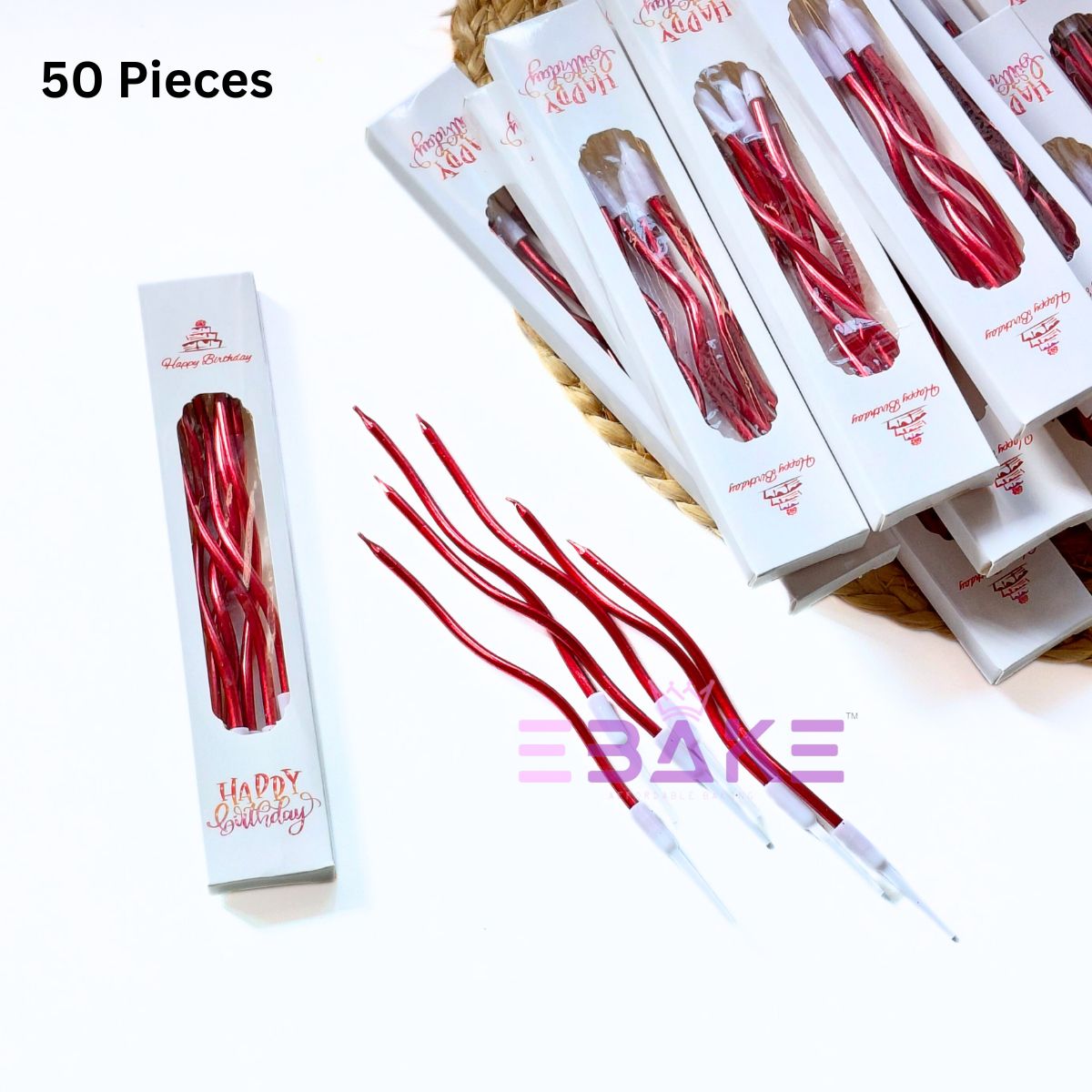 Red Metallic Swirl Candle (Full Box) 50 Pieces