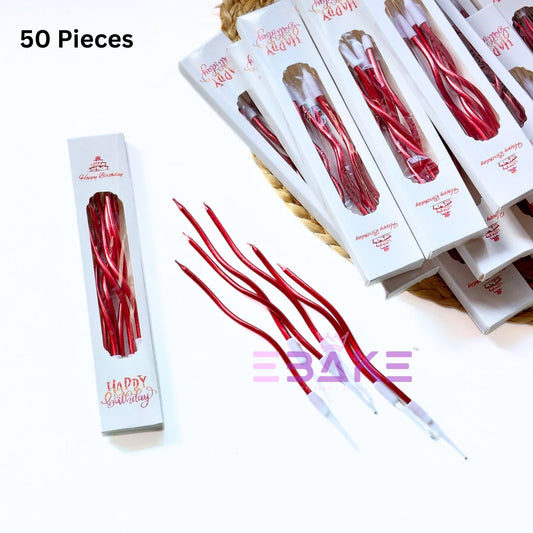 Red Metallic Swirl Candle (Full Box) 50 Pieces