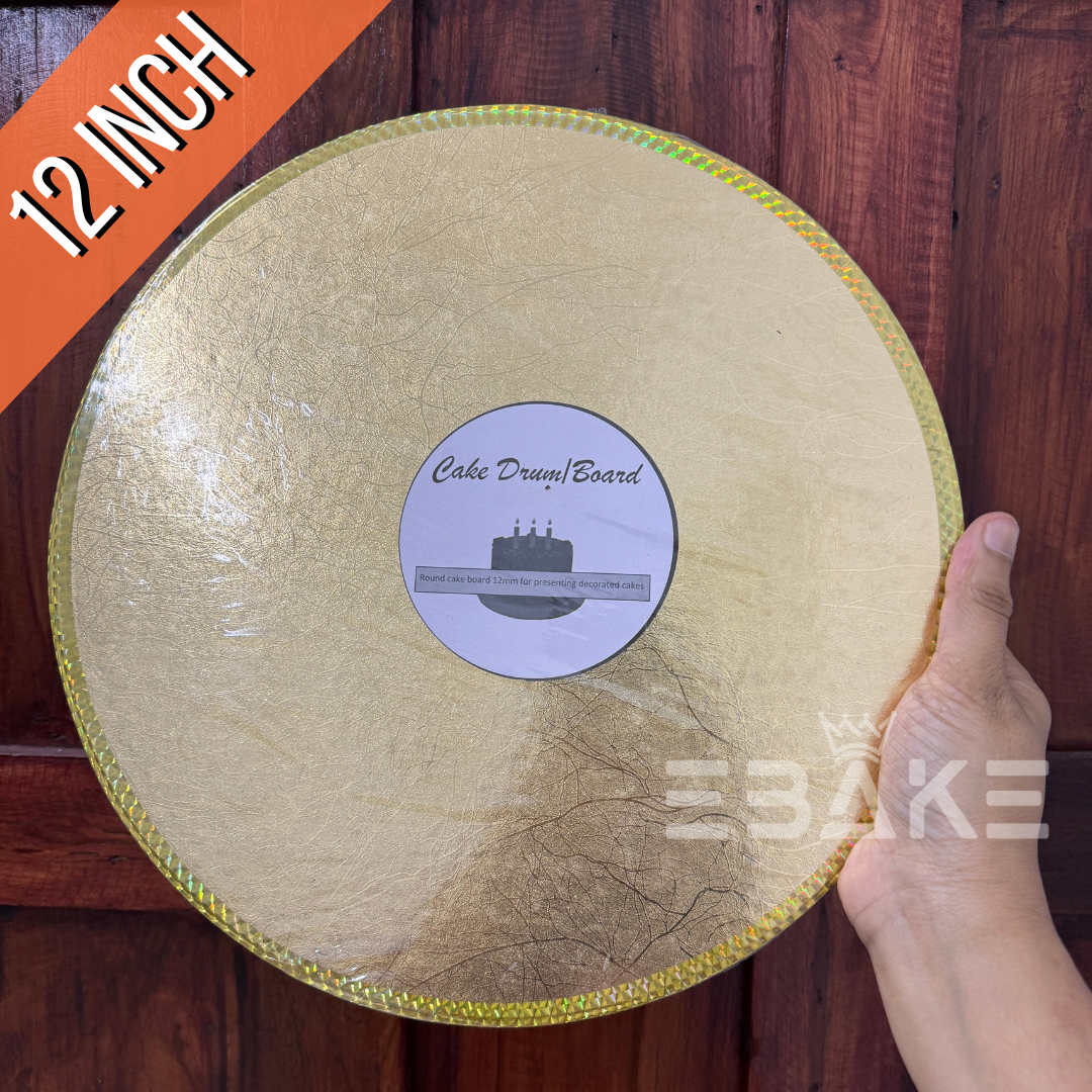 Round Gold Drum Board/Drum Base for Cakes Single Piece  (12 Inches)