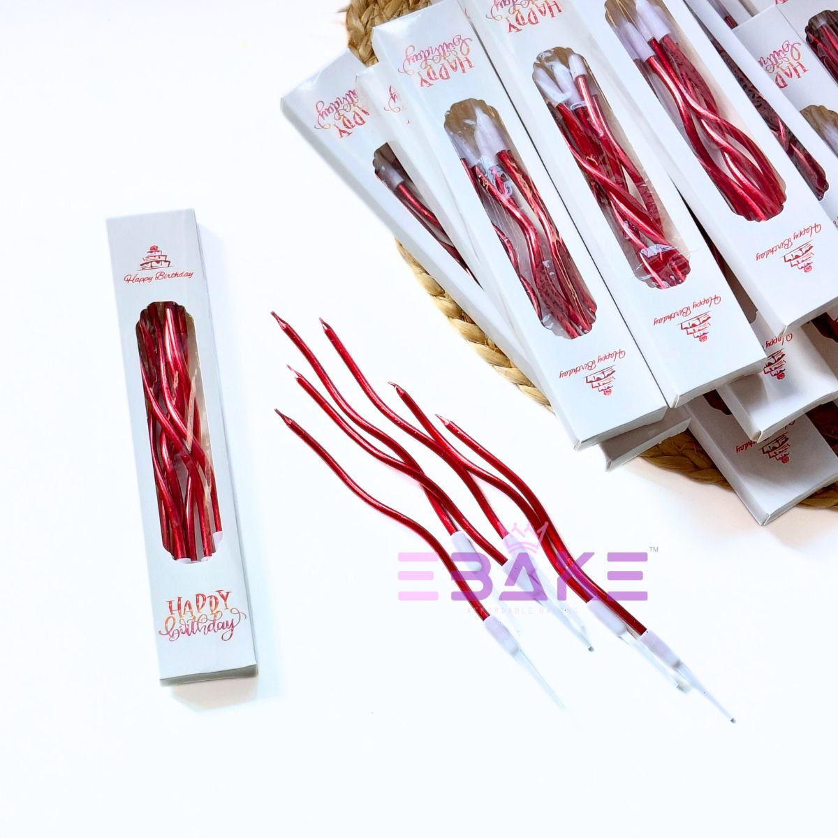 Red Metallic Swirl Candle (Full Box) 50 Pieces