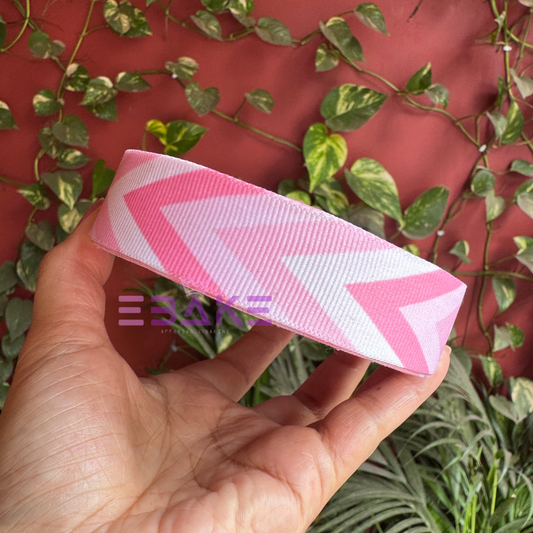 Stripes Printed Pink Grosgrain Ribbon