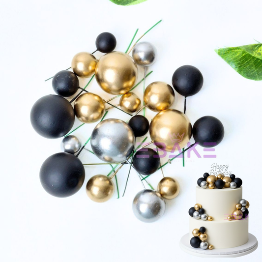 Black Mix Faux Balls- Set Of 20 Pieces