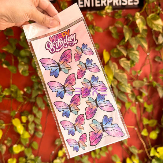 Paper Butterflies With Birthday Tag - (Set of 10 Pieces)