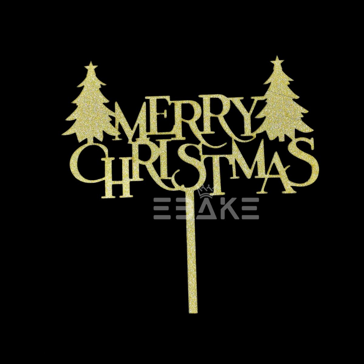 Merry Christmas Cake Topper Gold MDF