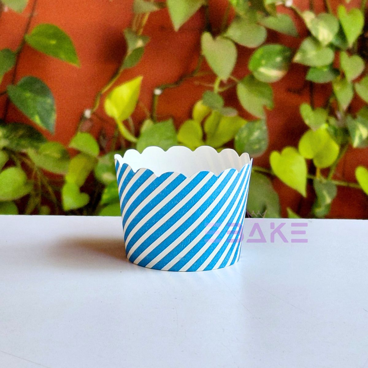 Printed Paper Muffin Cup - Set Of 50 Pieces (Blue Stripes)